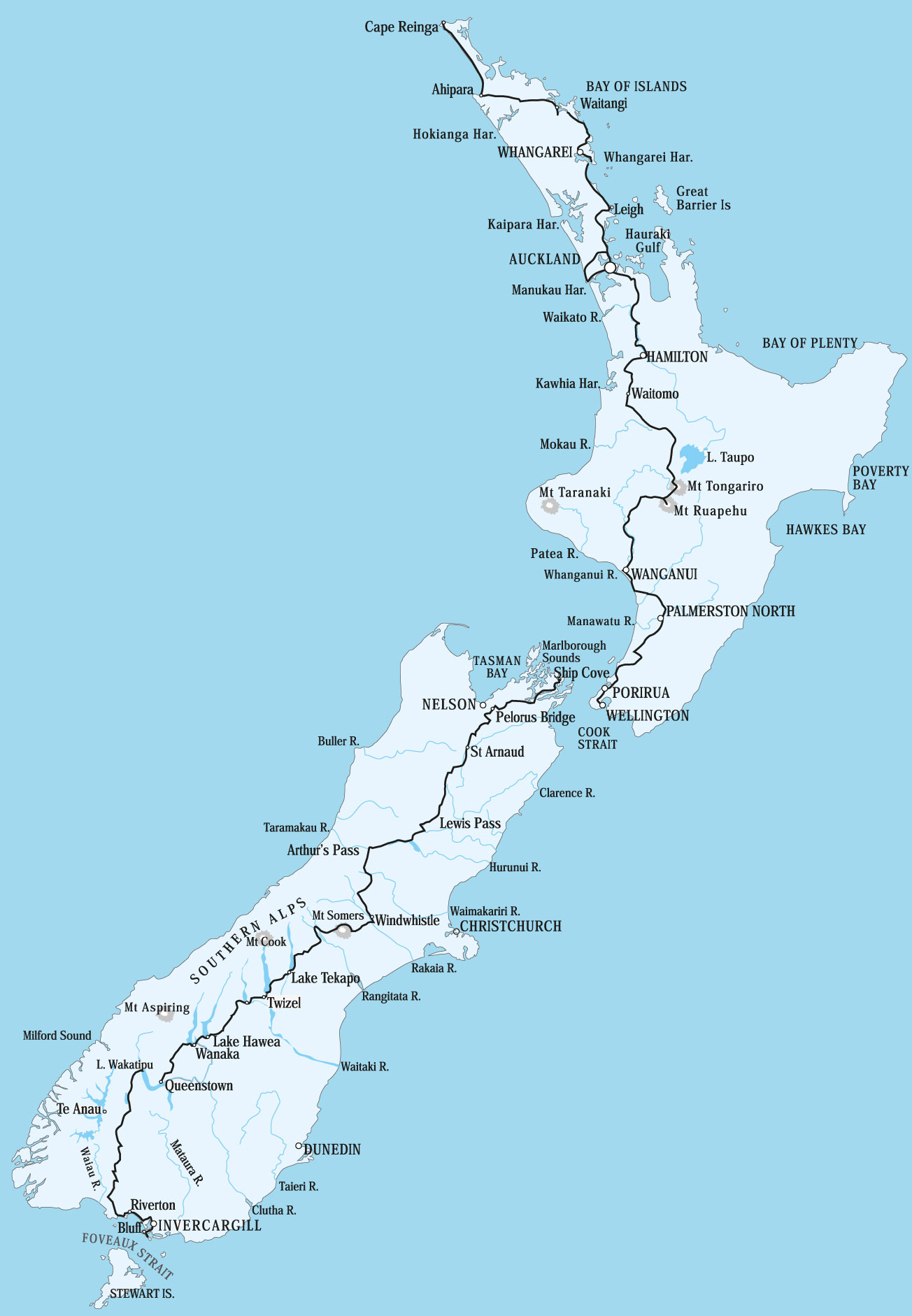 map of Te-Araroa